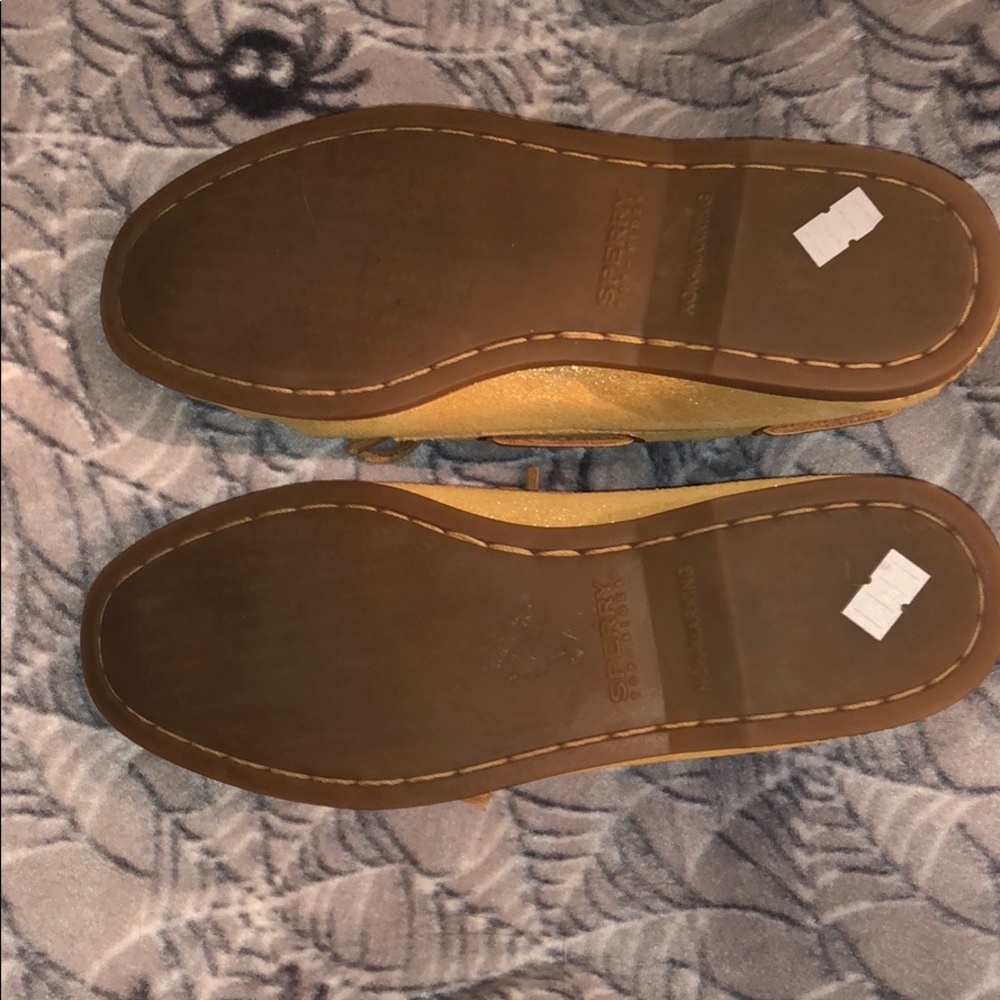 👀RARE sold out gold sparkle suede sperry a/o🔥8🔥 - Picture 5 of 7